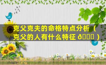 克父克夫的命格特点分析（克父的人有什么特征 🐞 ）